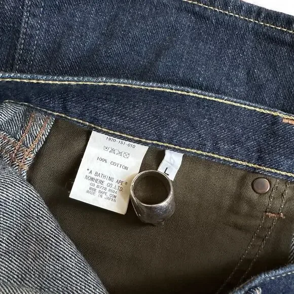 L 34 Waist Bape Jean Shorts Rainbow Champion Logo Embroidered - Picture 4 of 4